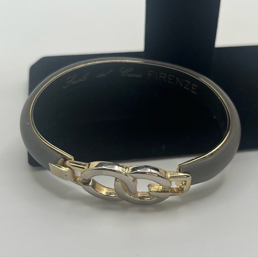 Scuola del Cuoio Firenze Italian Leather Bracelet Gray - Picture 9 of 11